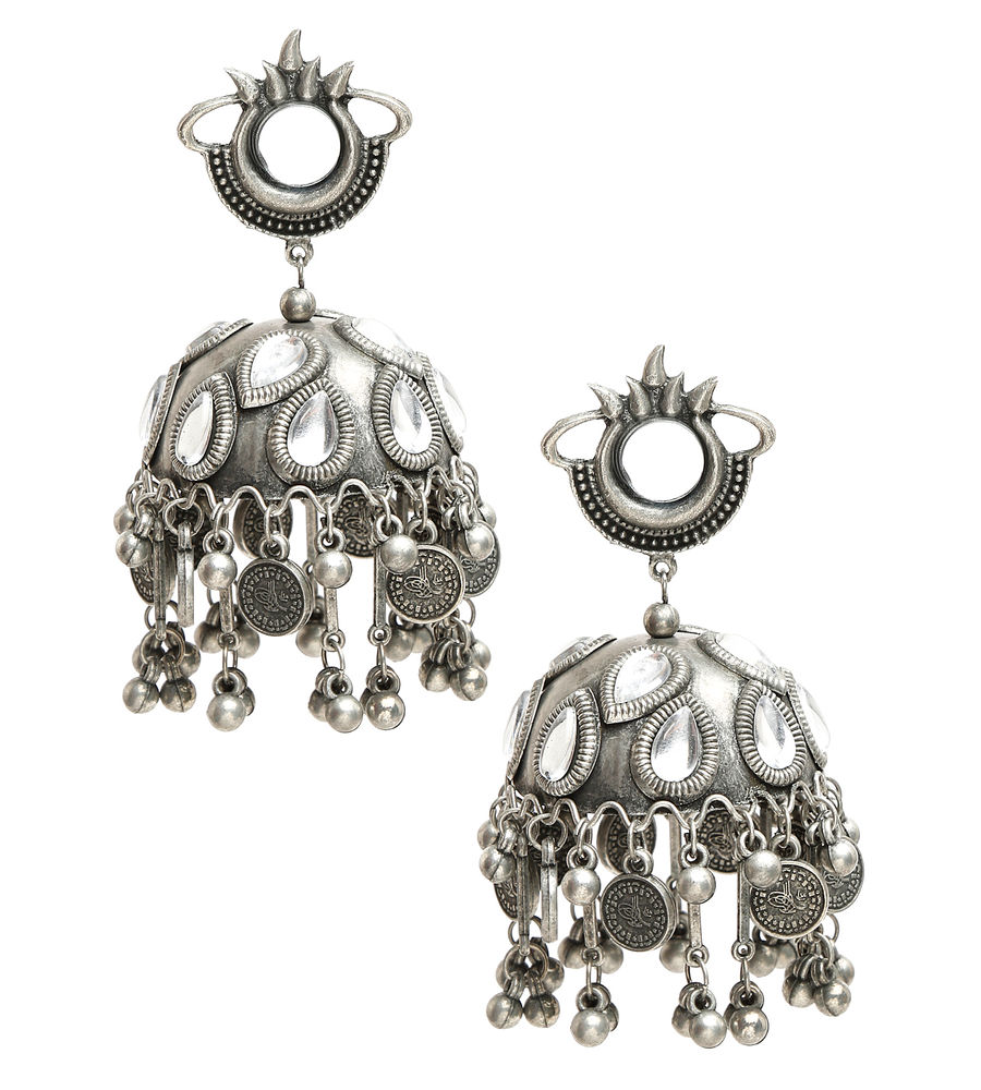 YouBella Jewellery Celebrity Inspired Oxidised Silver Big Size Jhumki Earrings for Girls and Women (Style 4)