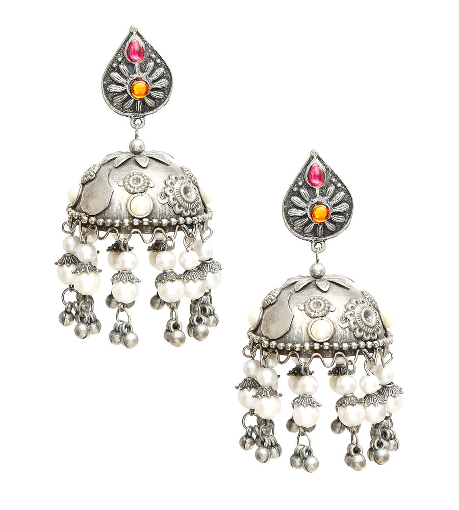 YouBella Jewellery Celebrity Inspired Oxidised Silver Big Size Jhumki Earrings for Girls and Women (Style 3)