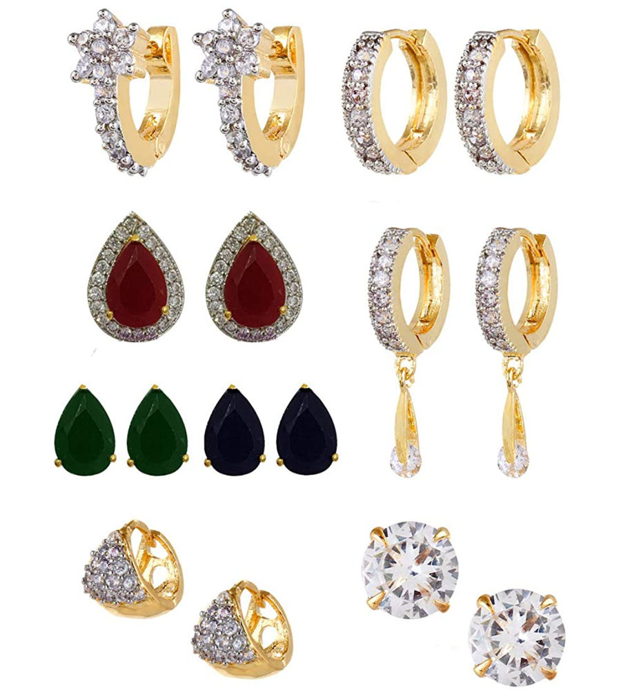 YouBella Combo of Trendy American Diamond Earrings