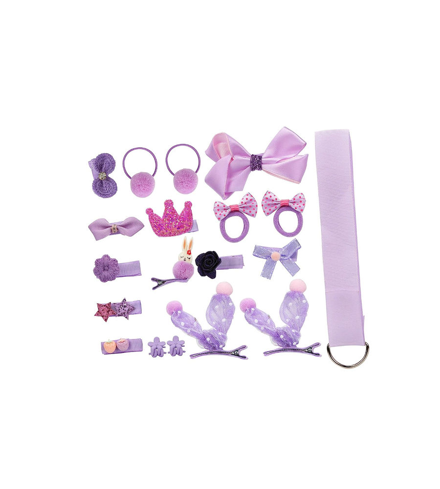 YouBella Hair Jewellery Clip Set for Baby Band for Girls (Pack of 18) (Purple)