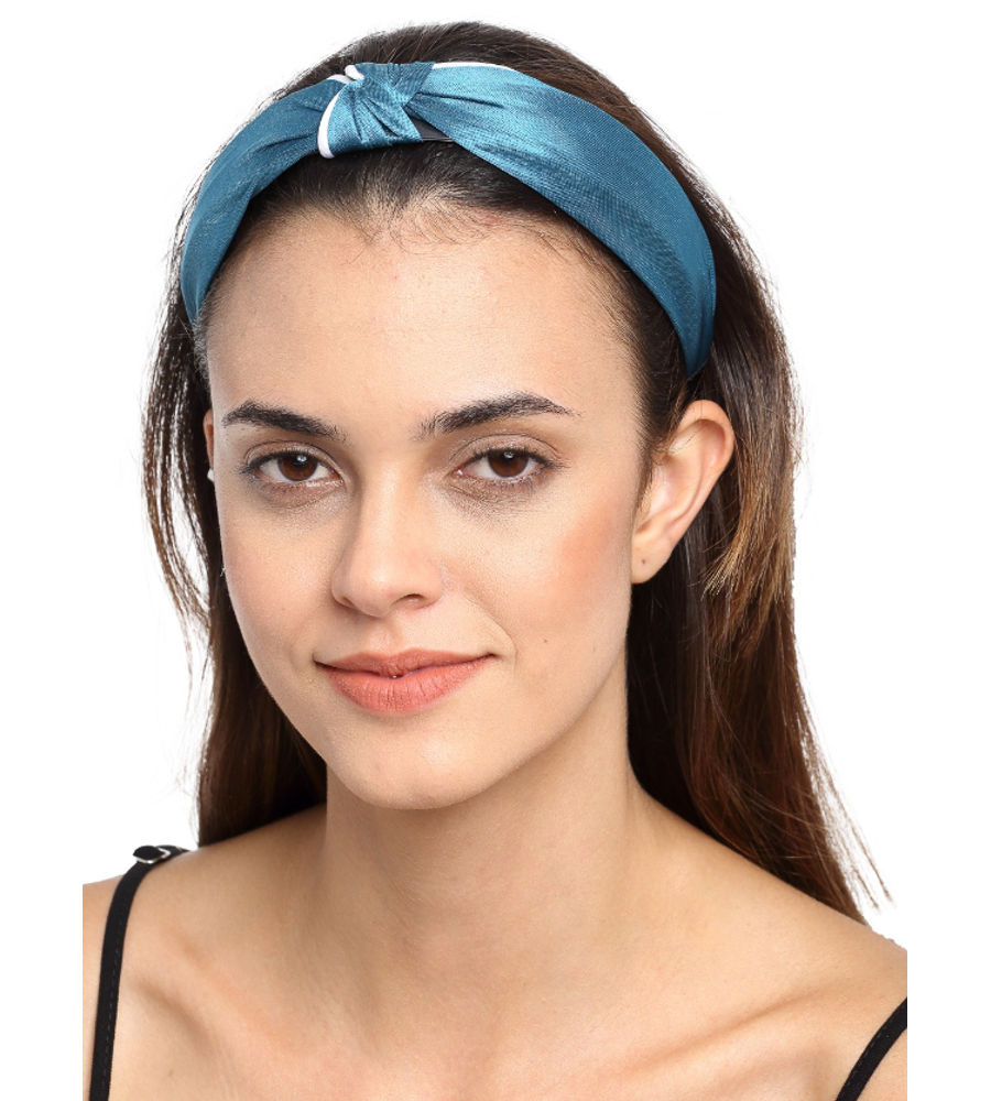 YouBella Teal Blue  White Colorblocked Hairband