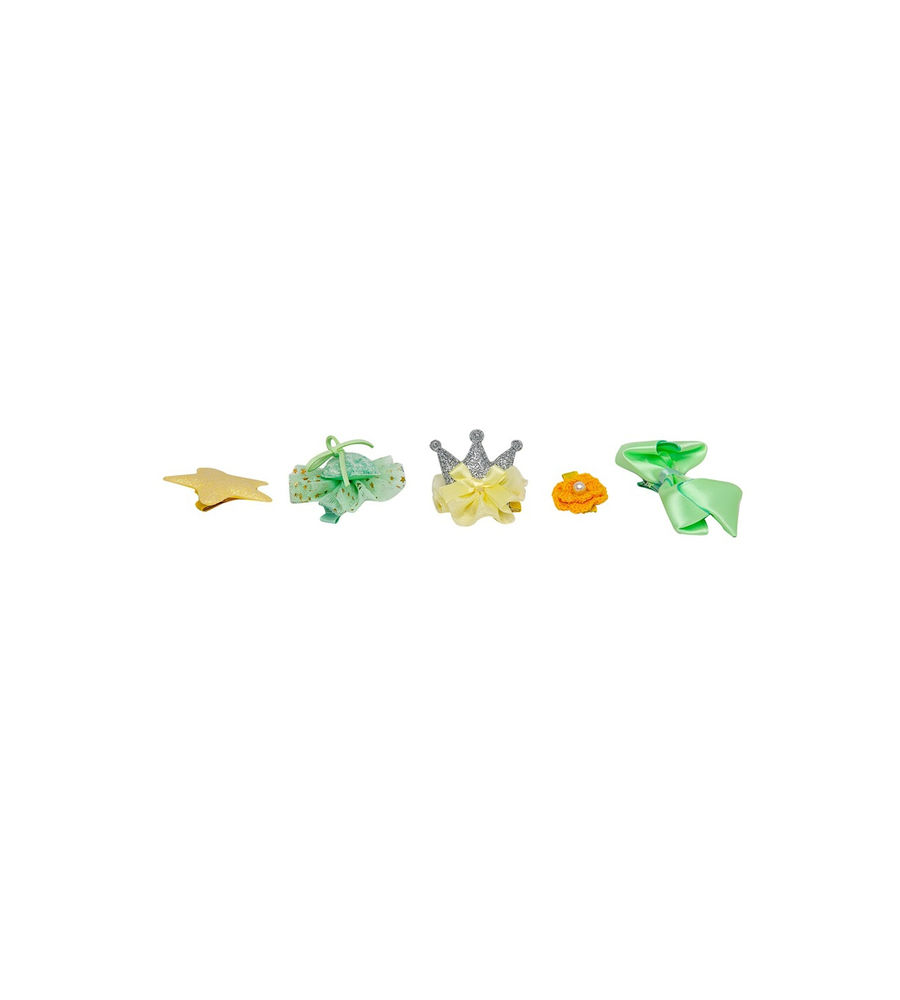 YouBella Green  Yellow Set of 7 and more Embellished Hair Accessory Set
