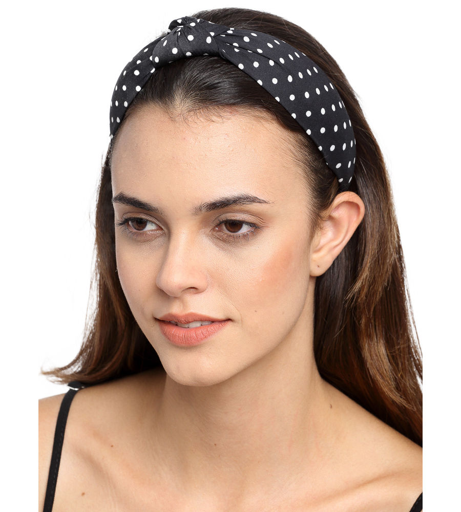 YouBella Hair Jewellery Dotted Hair Band Head Band for Girls and Women (Black)