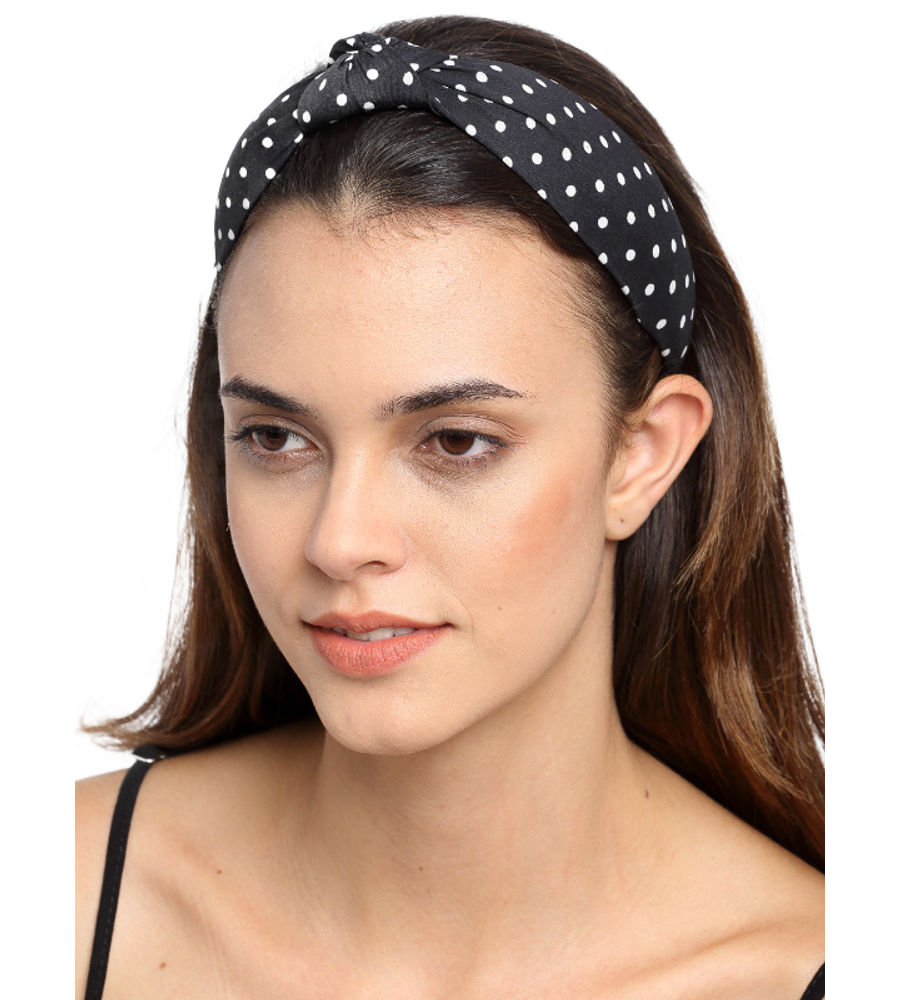 YouBella Black  White Polka Dotted Hairband