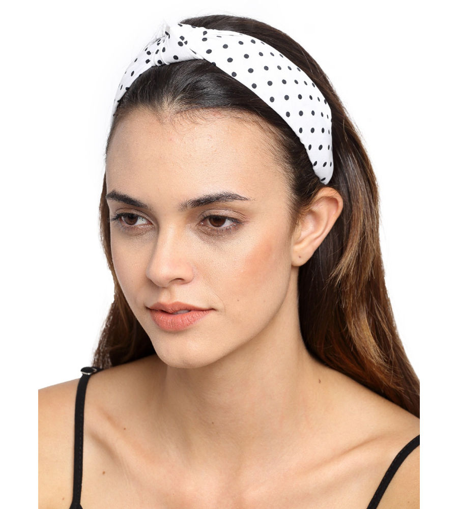 YouBella White  Black Polka Dot Printed Hairband