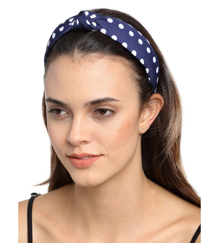 YouBella Navy Blue Polka Dot Printed Hairband