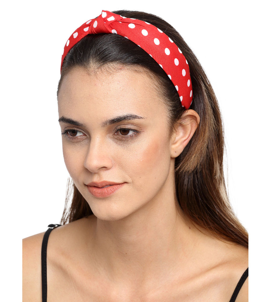 YouBella Red  White Polka Dotted Hairband