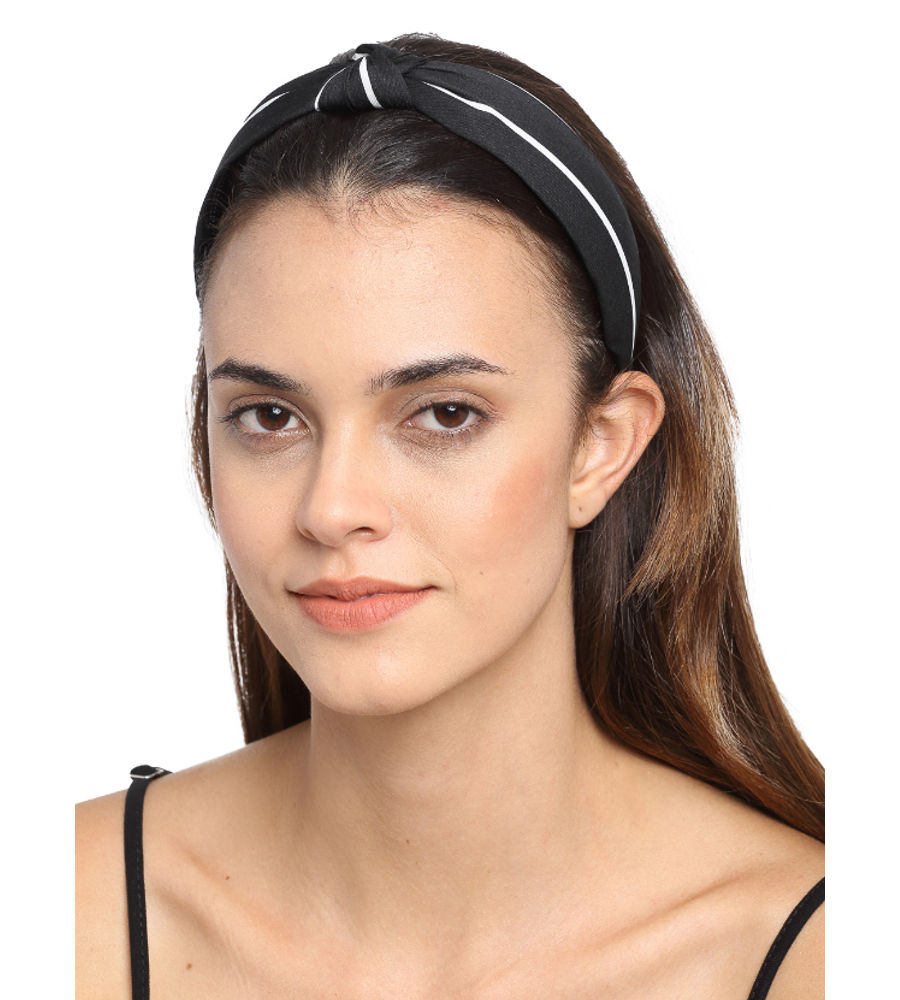 YouBella Black  White Striped Hairband