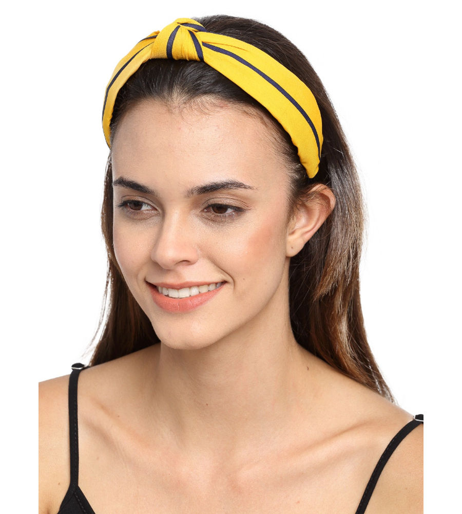 YouBella Yellow  Navy Blue Striped Hairband