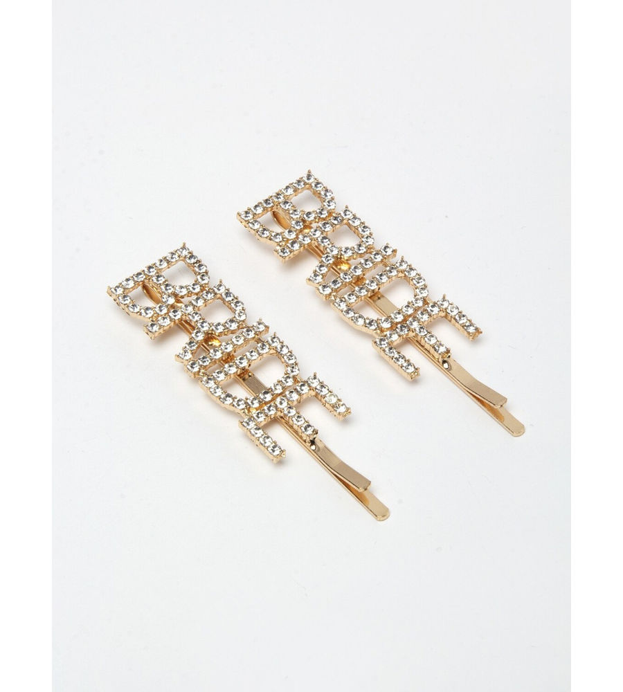 YouBella Women Gold & White Set of 2 Embellished Bobby Pins