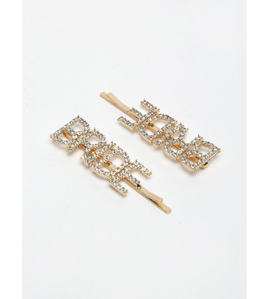 YouBella Women Gold & White Set of 2 Embellished Bobby Pins