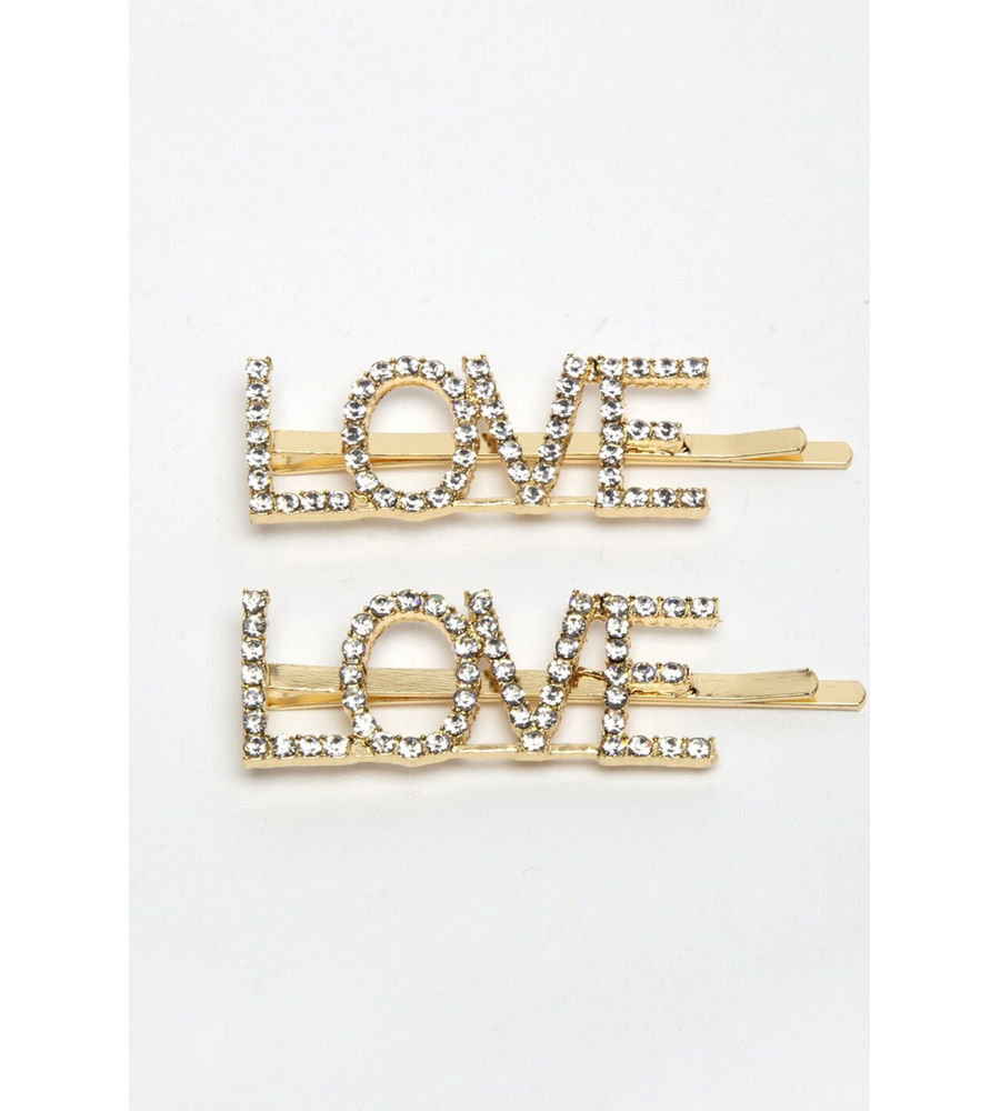 YouBella Gold-Toned & White Set of 2 Embellished Bobby Pins