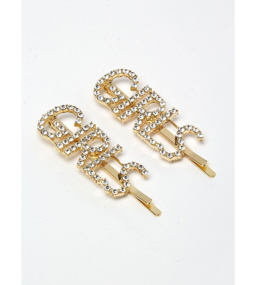 YouBella Women Gold-Toned & White Set of 2 Embellished Bobby Pins