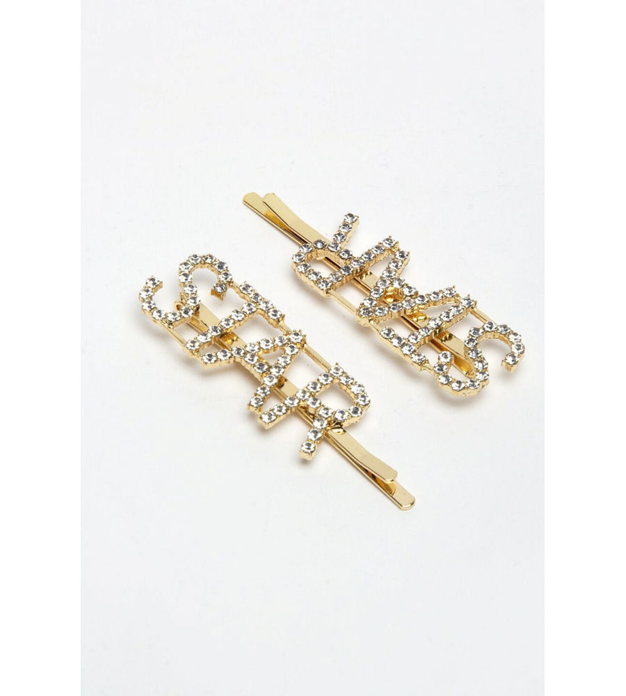 YouBella Gold-Toned & White Set of 2 Embellished Bobby Pins