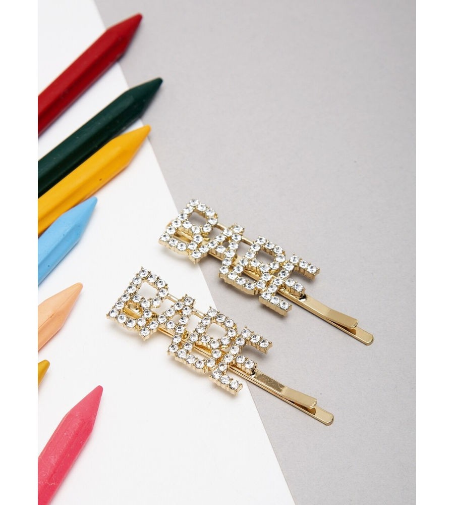 YouBella Gold-Toned & White Set of 2 Embellished Bobby Pins