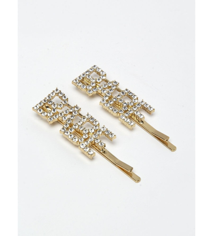 YouBella Gold-Toned & White Set of 2 Embellished Bobby Pins