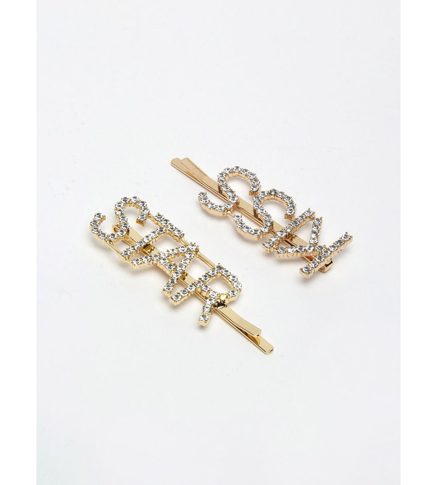 YouBella Set of 2 Gold-Toned & White Embellished Bobby Pins