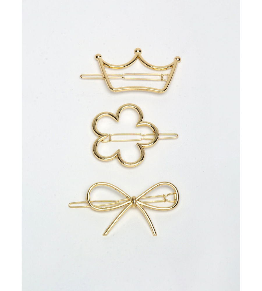 YouBella Women Set of 3 Gold-Toned Embellished Bobby Pins