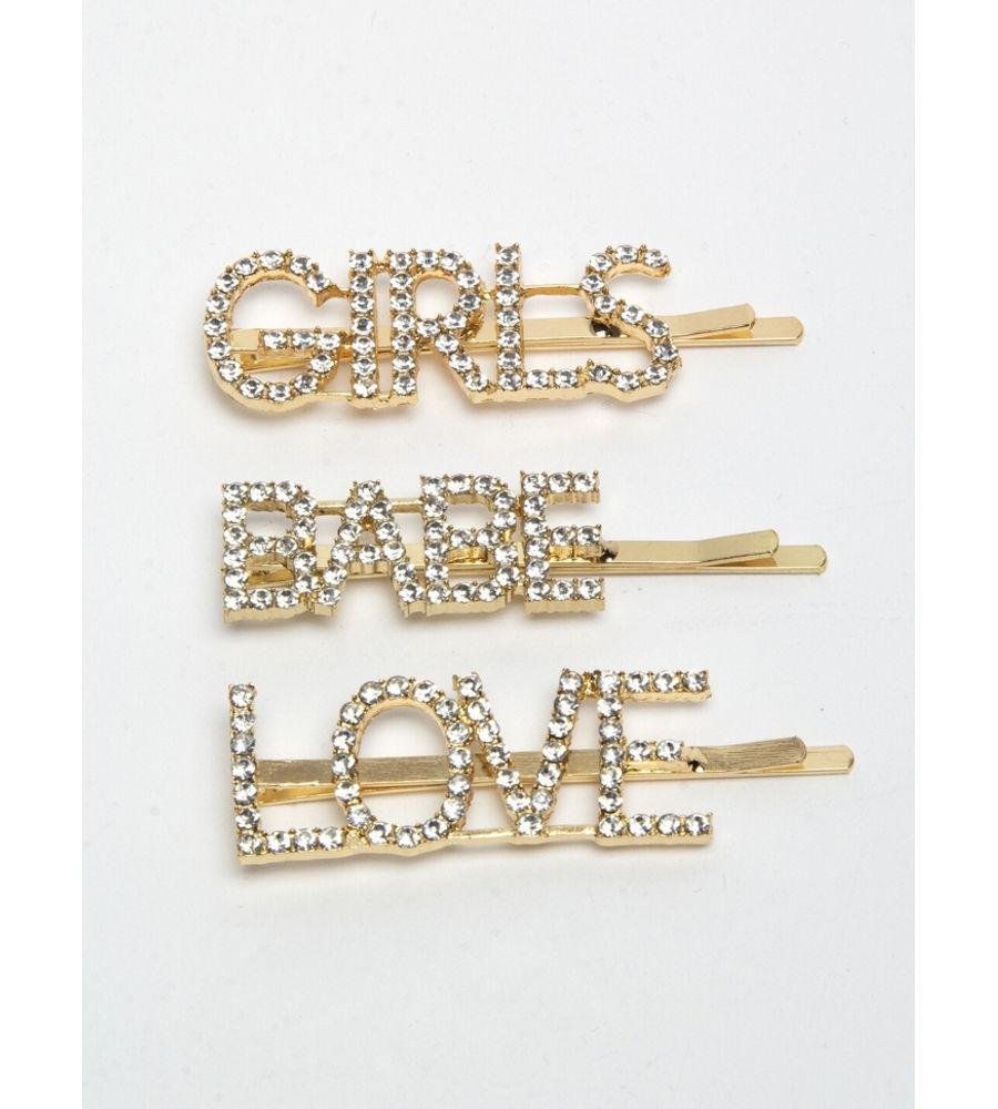 YouBella Gold-Toned & White Set of 3 Embellished Bobby Pins