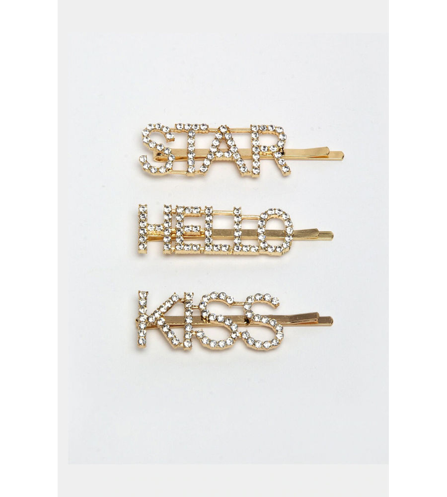 YouBella Women Gold-Toned & White Set of 3 Embellished Bobby Pins