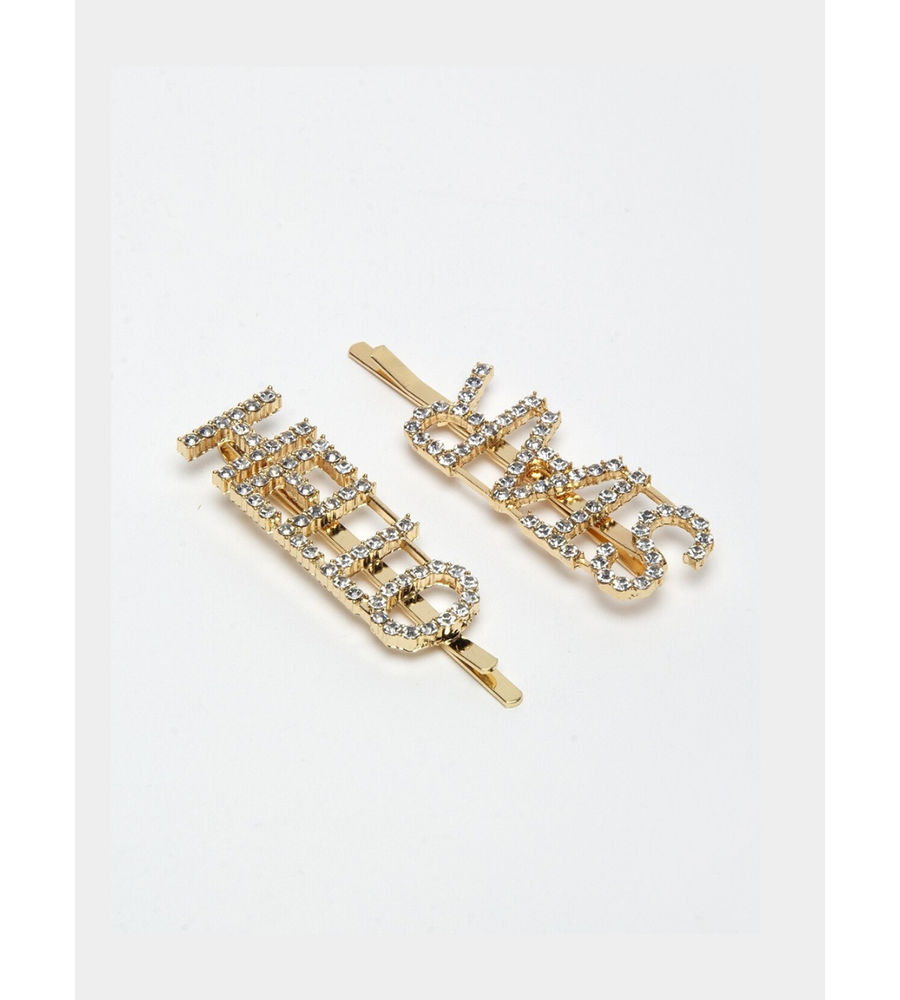 YouBella Women Gold-Toned & White Set of 3 Embellished Bobby Pins