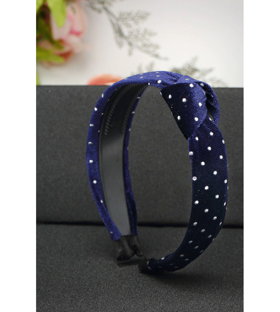 YouBella Navy Blue  White Polka Dot Printed Hairband