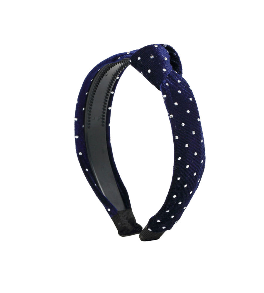 YouBella Navy Blue  White Polka Dot Printed Hairband