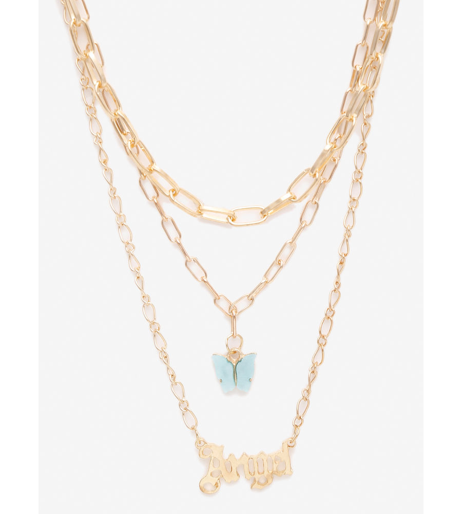 YouBella 
Set of 2 Gold-Toned & Blue Gold-Plated Necklaces