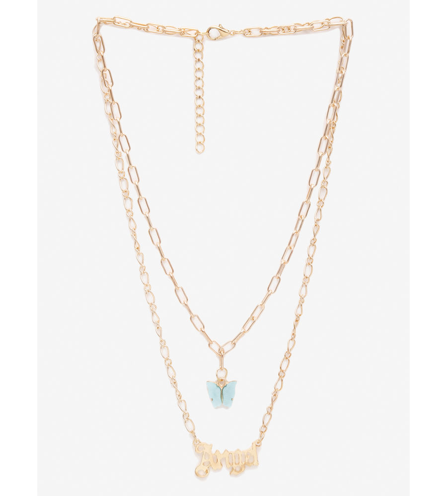 YouBella 
Set of 2 Gold-Toned & Blue Gold-Plated Necklaces