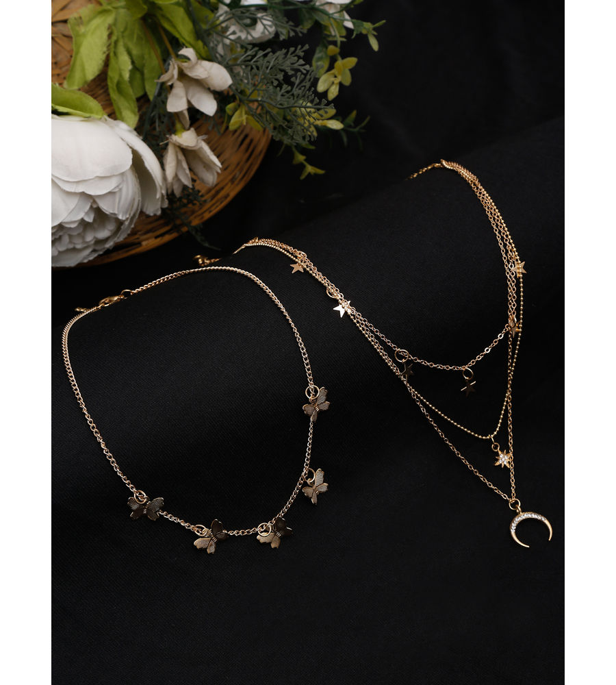 YouBella 
Set of 2 Gold-Toned Necklaces