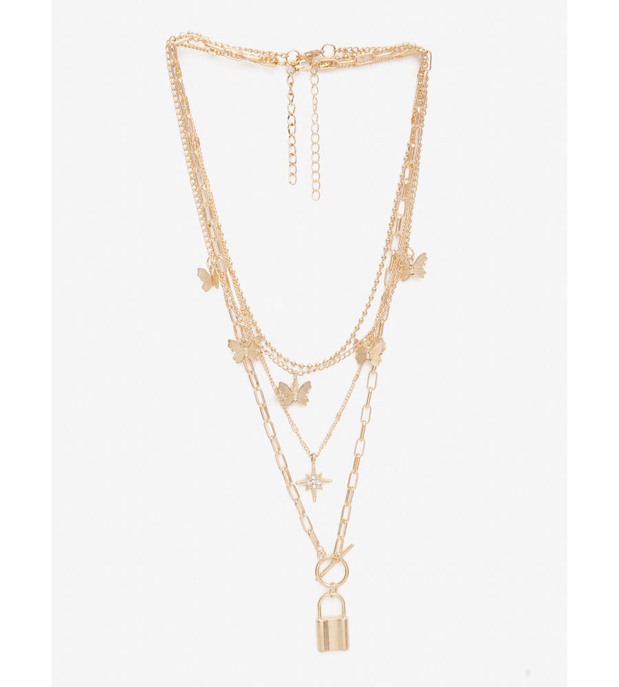 YouBella 
Set of 2 Gold-Toned Gold-Plated Necklaces