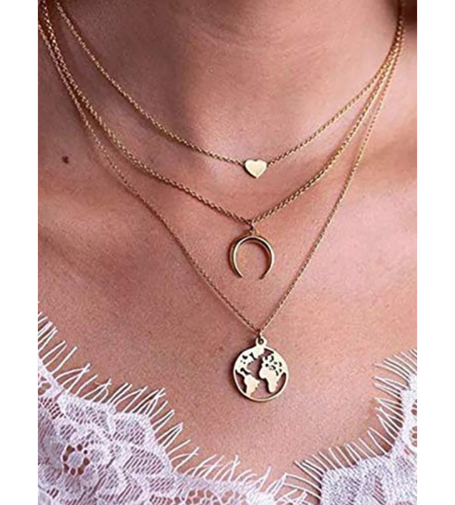 YouBella Women Fashion Stylish and Trendy  Jewellery Set Combo of 6 set of Earrings and Chain for Women and Girls