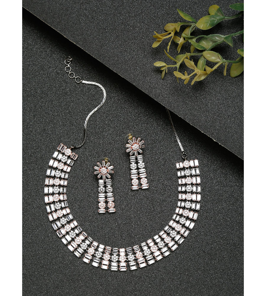 YouBella Jewellery Celebrity Inspired Metallic Touch Jewellery Set with Earrings for Girls and Women (YBNK_50440) (Metallic)