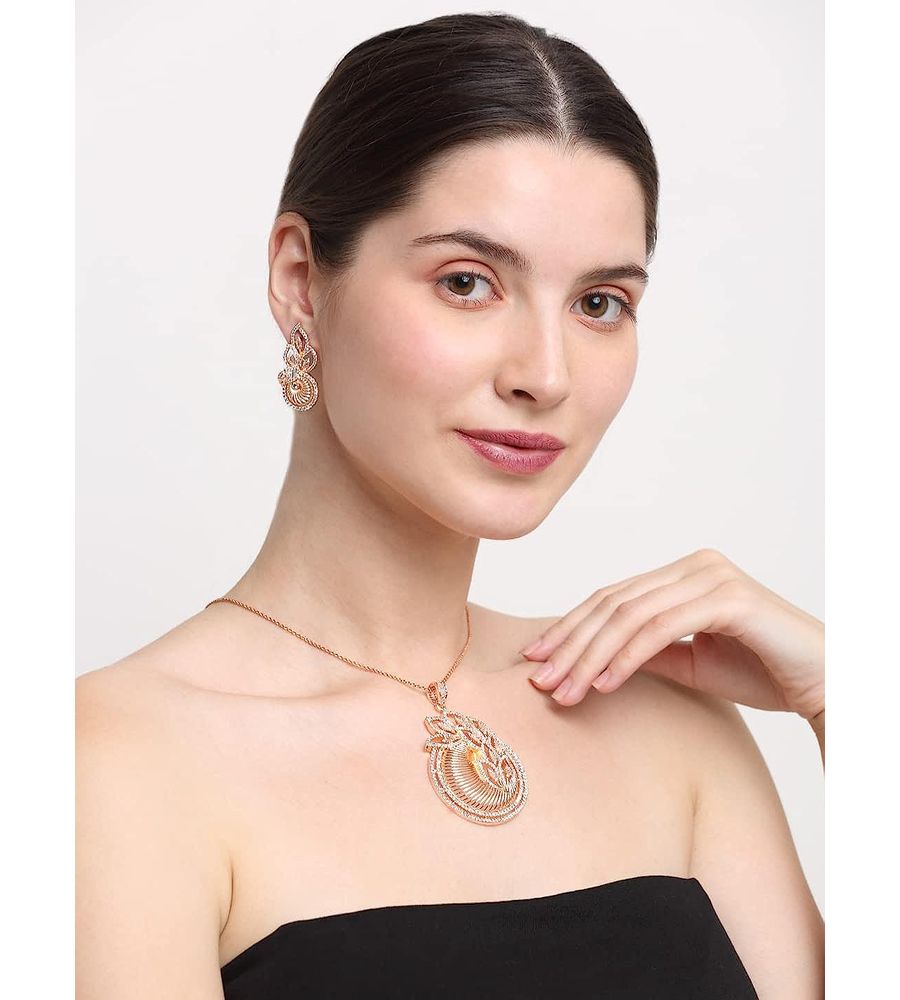 YouBella Jewellery Celebrity Inspired Gold Plated Pendant Necklace Set with Earrings for Girls and Women (YBNK_50447) (Gold)