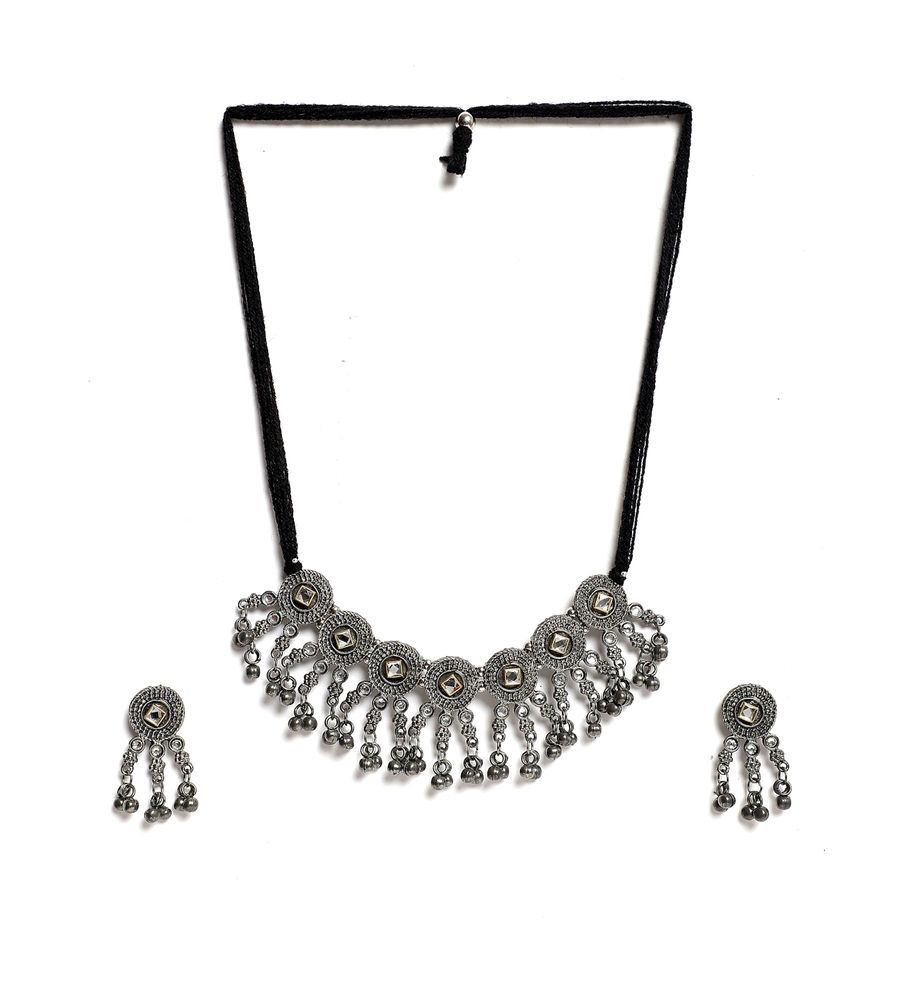 YouBella Jewellery Oxidised Silver Necklace Jewellery Set for Girls and Women