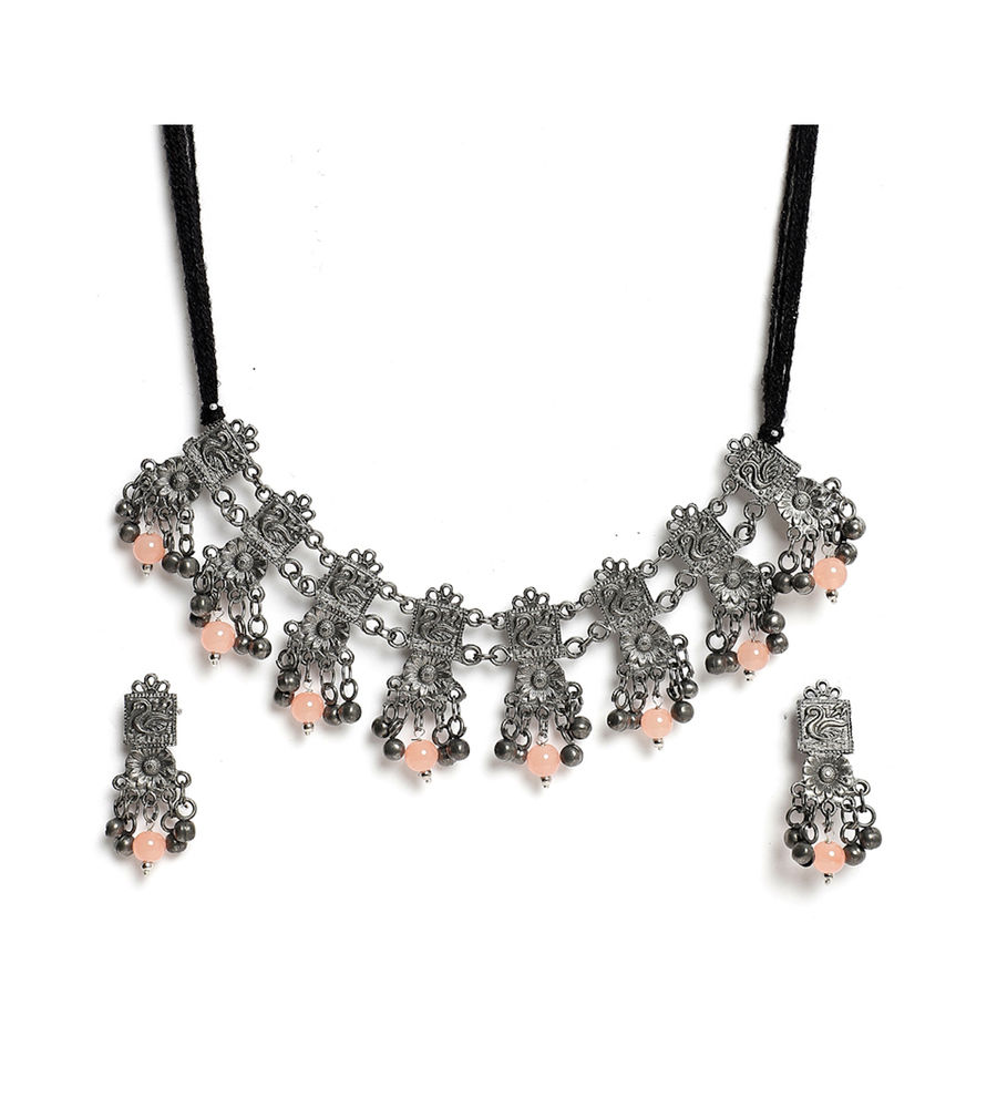 YouBella Jewellery Oxidised Silver Necklace Jewellery Set for Girls and Women