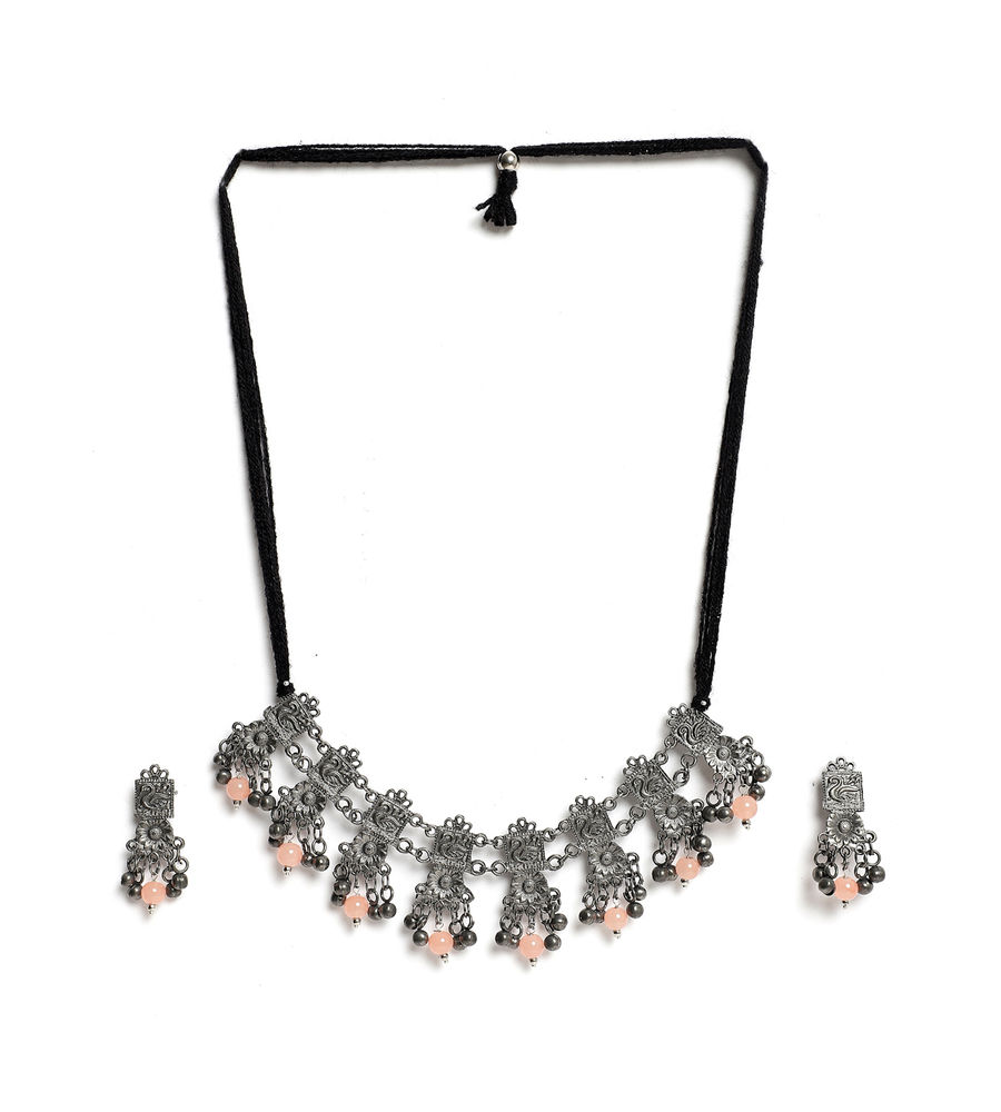 YouBella Jewellery Oxidised Silver Necklace Jewellery Set for Girls and Women