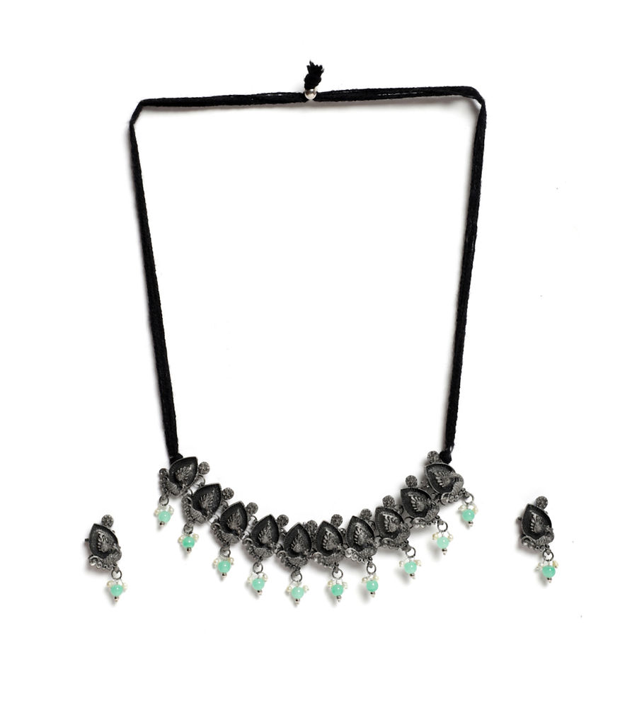 YouBella Jewellery Oxidised Silver Necklace Jewellery Set for Girls and Women