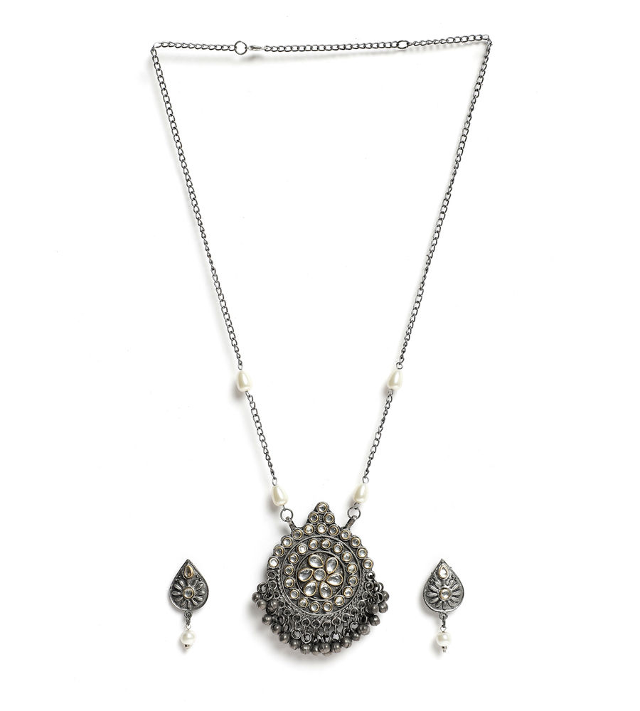 YouBella Jewellery Oxidised Silver Necklace Jewellery Set for Girls and Women