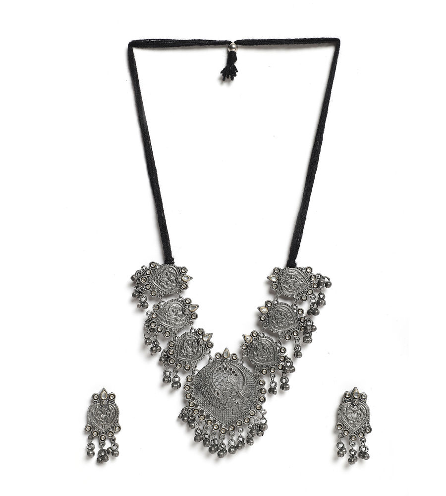 YouBella Jewellery Oxidised Silver Necklace Jewellery Set for Girls and Women