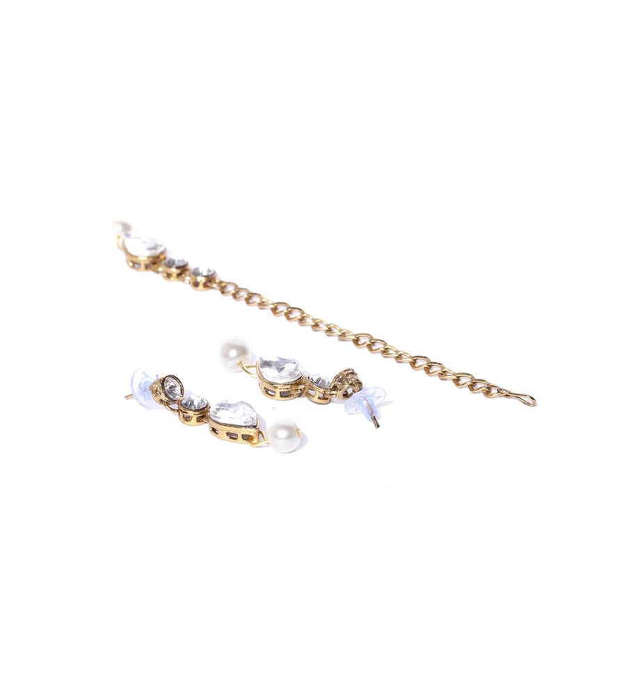 YouBella Jewellery Pearl Studded Gold Plated Necklace Jewellery Set with Earrings for Girls and Women (White) (YBNK_50534)