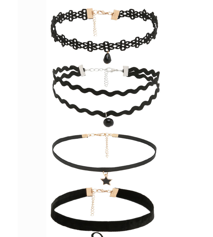 YouBella Jewellery for women Celebrity Inspired Combo of 11 Choker Necklaces for Women and Girls (Black) (YBNK_50601)