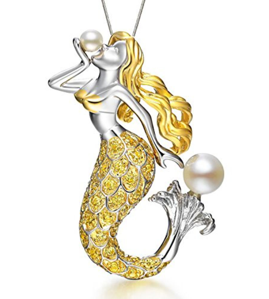 Valentine Gifts : YouBella Jewellery Zircon Studded Designer Mermaid Pendant Necklace Jewellery for Girls/Women