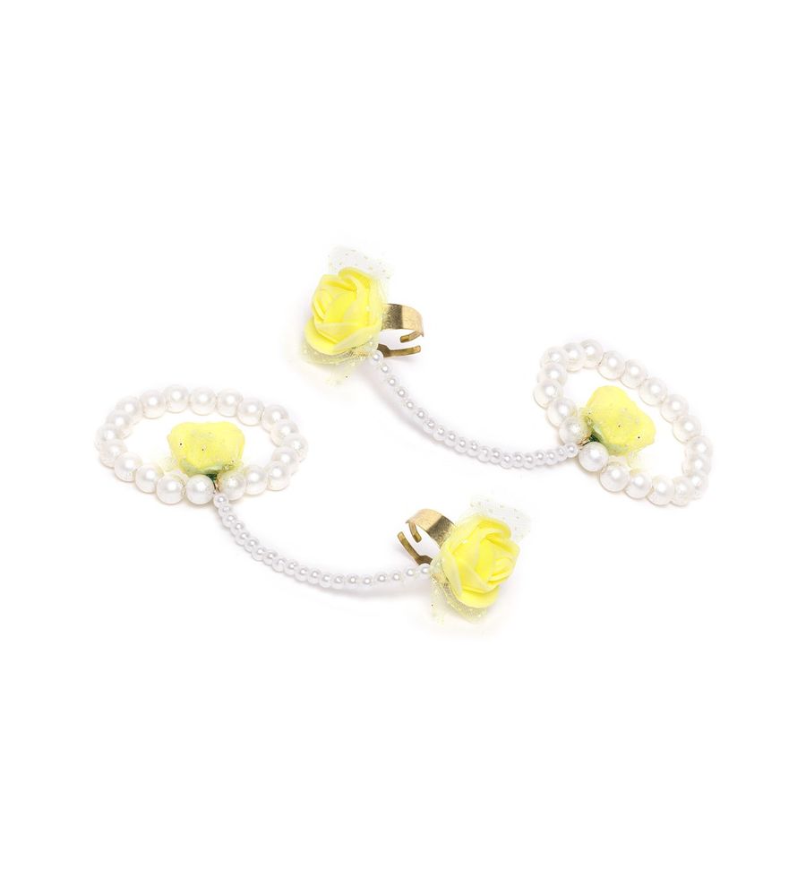 YouBella Stylish Latest Traditional Haldi Jewellery Pearl Jewellery Set for Women (Yellow)(YBNK_5542)