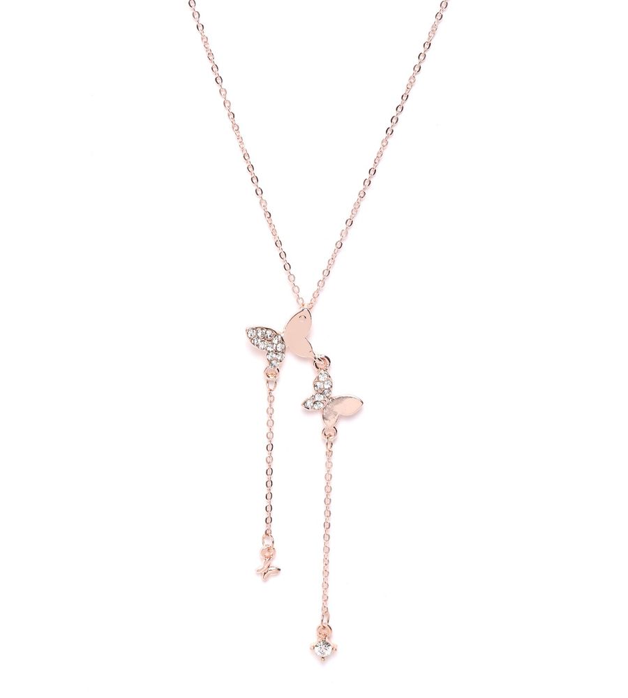 YouBella Rose Gold Gold Plated Stylish Butterfly Chain for Women (YBNK_5658)