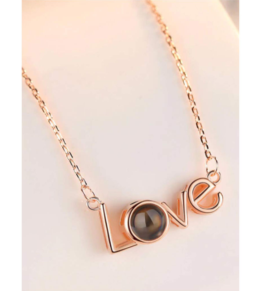 Fashion Heart Necklaces 100 Languages Love Projection - Temu