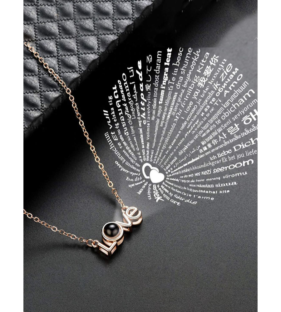 YouBella Jewellery Stylish 18k Rose Gold Plated I Love You in 100 Languages Love Necklace Jewellery for Women and Girls