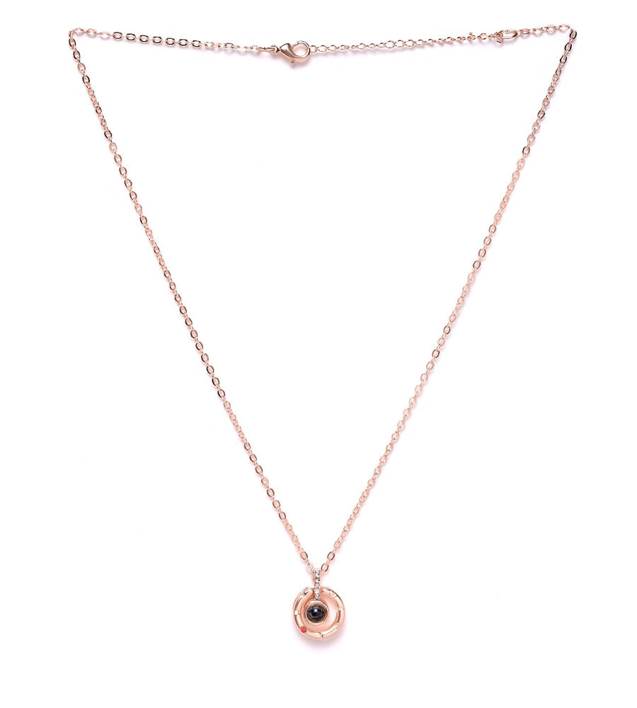 YouBella Rose Gold-Plated Stone-Studded Circular Pendant with Chain