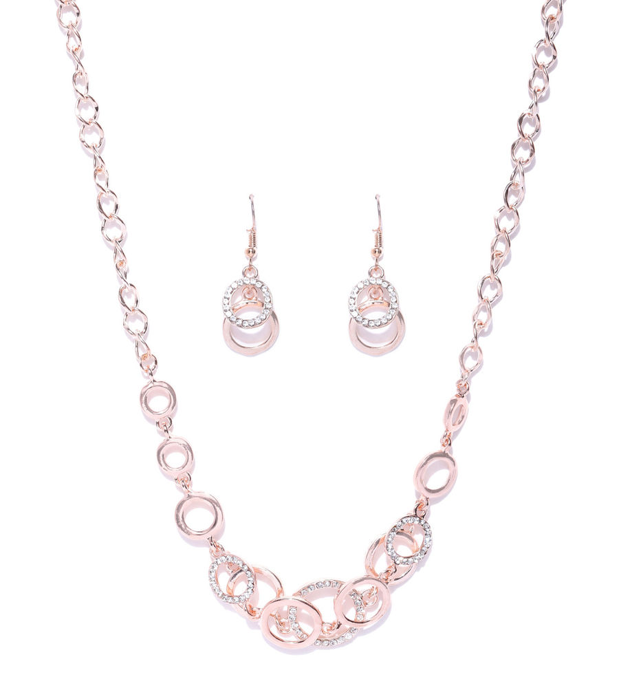 YouBella Rose Gold-Plated Stone-Studded Jewellery Set