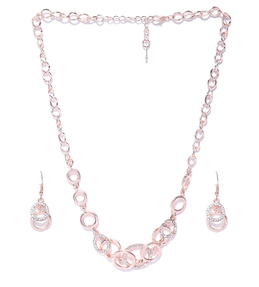 YouBella Rose Gold-Plated Stone-Studded Jewellery Set